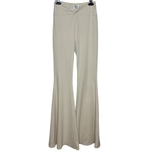 Princess Polly‎ Cream Ribbed V Front Flare Pants Size 4